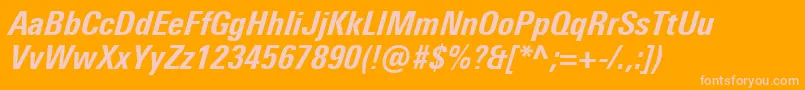 UniversNextProHeavyCondensedItalic-Schriftart – Rosa Schriften auf orangefarbenem Hintergrund