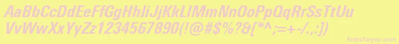 UniversNextProHeavyCondensedItalic Font – Pink Fonts on Yellow Background