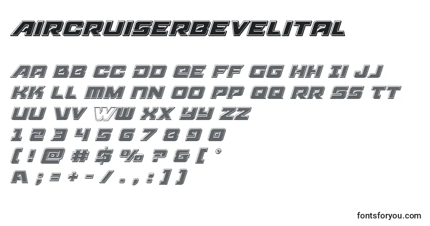 Czcionka Aircruiserbevelital – alfabet, cyfry, specjalne znaki