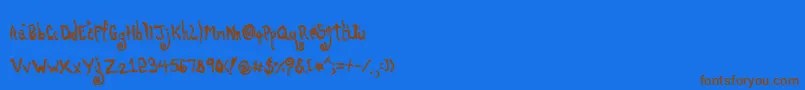 PrettyOnTheInside Font – Brown Fonts on Blue Background