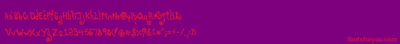 PrettyOnTheInside-Schriftart – Rote Schriften auf violettem Hintergrund