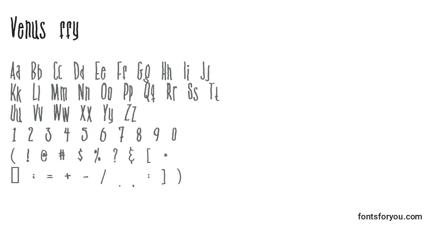 Fuente Venus ffy - alfabeto, números, caracteres especiales