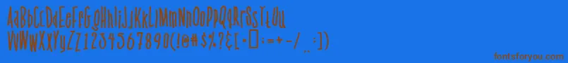 フォントVenus ffy – 茶色の文字が青い背景にあります。