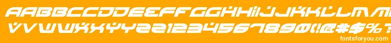 BattlefieldBoldItalic-fontti – valkoiset fontit oranssilla taustalla