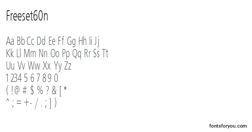 Schriftart Freeset60n – Alphabet, Zahlen, spezielle Symbole