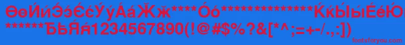 Cysb-Schriftart – Rote Schriften auf blauem Hintergrund