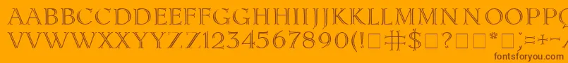 LidiaCyr-Schriftart – Braune Schriften auf orangefarbenem Hintergrund