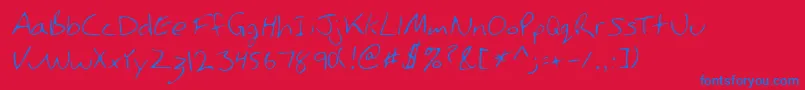 Lehn146-Schriftart – Blaue Schriften auf rotem Hintergrund