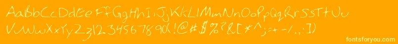 Lehn146-fontti – keltaiset fontit oranssilla taustalla