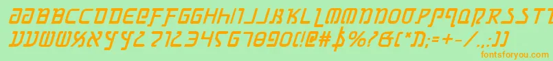 フォントGrimlordBoldItalic – オレンジの文字が緑の背景にあります。