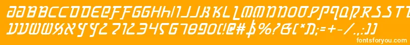 GrimlordBoldItalic-Schriftart – Weiße Schriften auf orangefarbenem Hintergrund