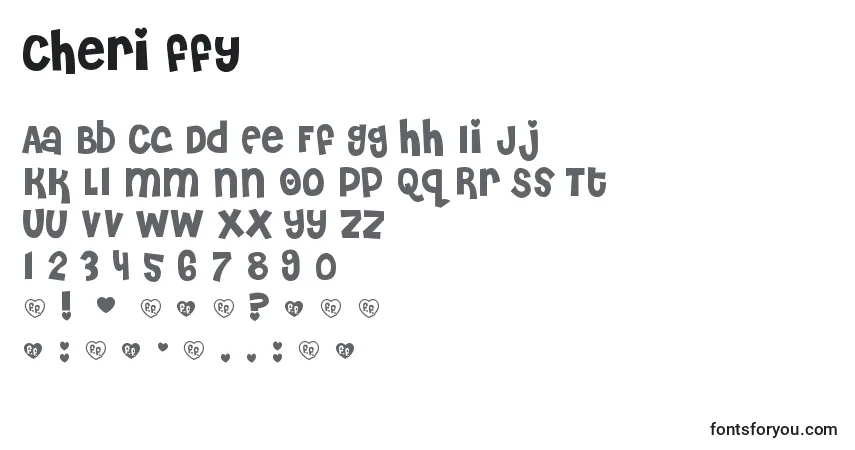 Schriftart Cheri ffy – Alphabet, Zahlen, spezielle Symbole
