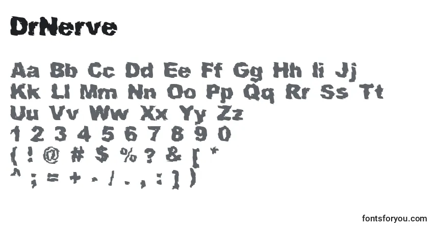 A fonte DrNerve – alfabeto, números, caracteres especiais