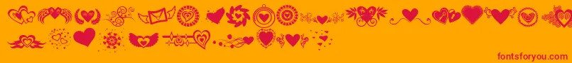 SexyrexySmitten-Schriftart – Rote Schriften auf orangefarbenem Hintergrund