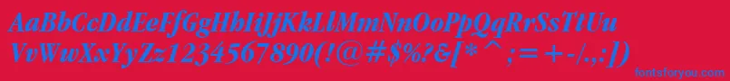 GaramondItcBoldCondensedItalicBt Font – Blue Fonts on Red Background