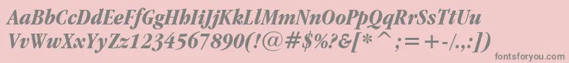 フォントGaramondItcBoldCondensedItalicBt – ピンクの背景に灰色の文字