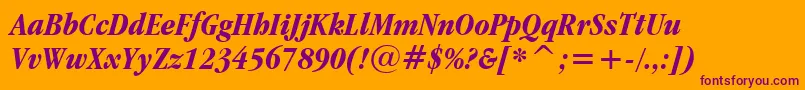 GaramondItcBoldCondensedItalicBt Font – Purple Fonts on Orange Background