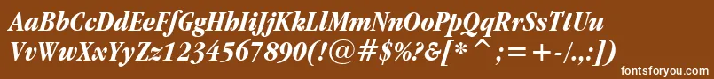 GaramondItcBoldCondensedItalicBt-Schriftart – Weiße Schriften auf braunem Hintergrund