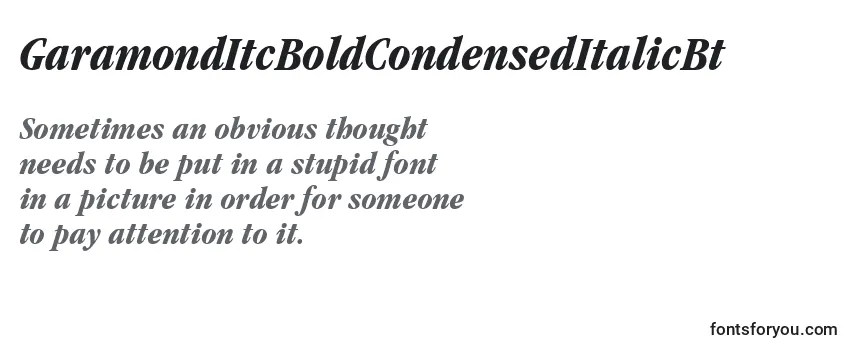 Review of the GaramondItcBoldCondensedItalicBt Font