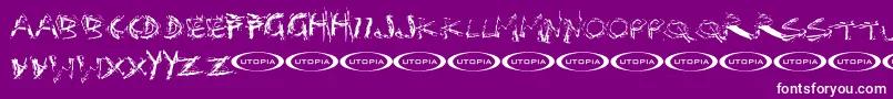 Distorti-fontti – valkoiset fontit violetilla taustalla