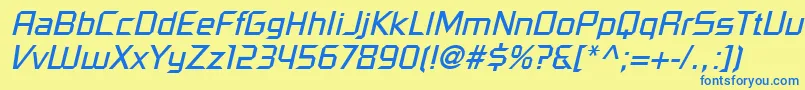 PfelectronicaOblique Font – Blue Fonts on Yellow Background