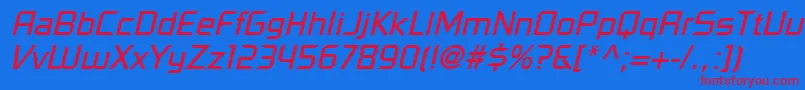 フォントPfelectronicaOblique – 赤い文字の青い背景