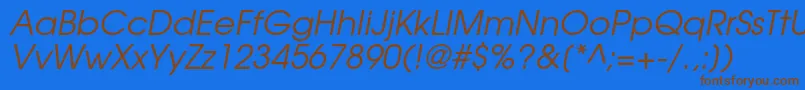TexgyreadventorItalic-Schriftart – Braune Schriften auf blauem Hintergrund