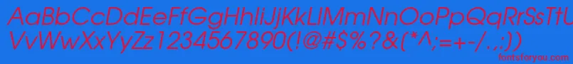 TexgyreadventorItalic-Schriftart – Rote Schriften auf blauem Hintergrund