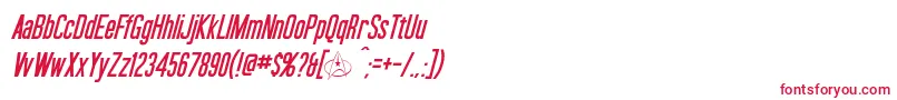 フォントOkudaItalic – 白い背景に赤い文字