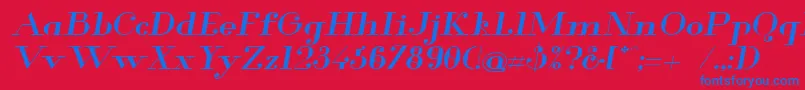 GlamorMediumExtendedItalic Font – Blue Fonts on Red Background