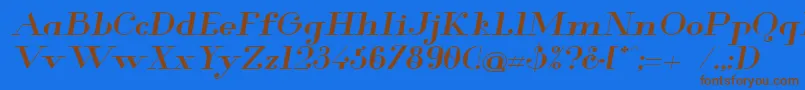 GlamorMediumExtendedItalic Font – Brown Fonts on Blue Background
