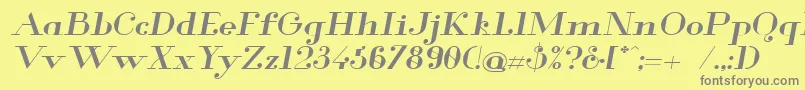 フォントGlamorMediumExtendedItalic – 黄色の背景に灰色の文字