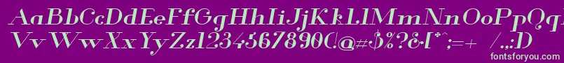 GlamorMediumExtendedItalic Font – Green Fonts on Purple Background