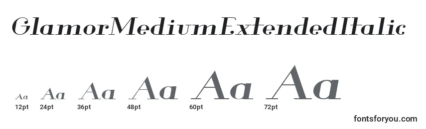 Размеры шрифта GlamorMediumExtendedItalic (40836)