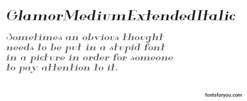 Review of the GlamorMediumExtendedItalic (40836) Font
