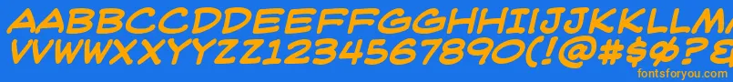 フォントWeblbb – オレンジ色の文字が青い背景にあります。