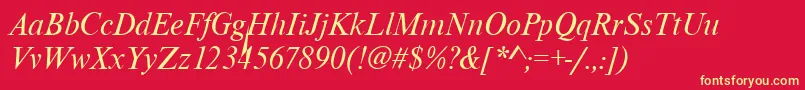 フォントWesttimessskItalic – 黄色の文字、赤い背景
