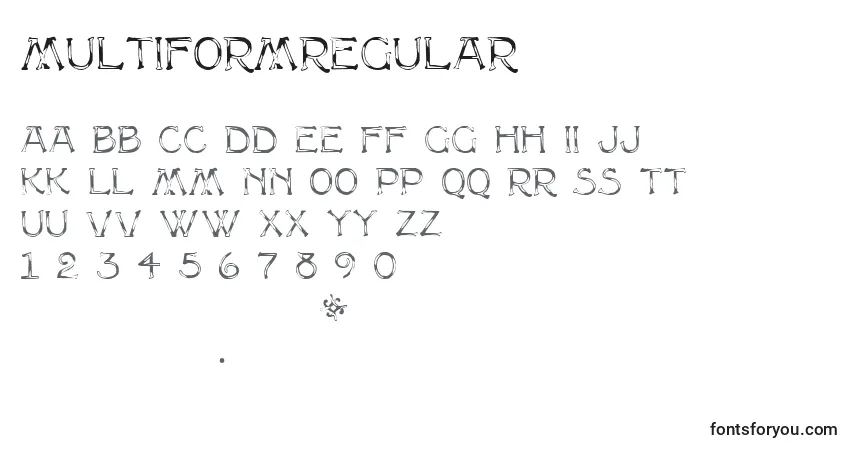 A fonte MultiformRegular – alfabeto, números, caracteres especiais