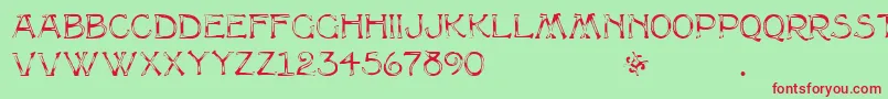 MultiformRegular Font – Red Fonts on Green Background