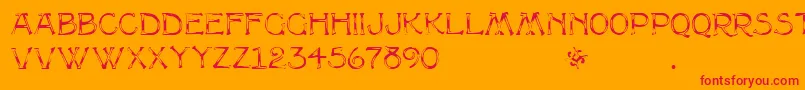 MultiformRegular-Schriftart – Rote Schriften auf orangefarbenem Hintergrund