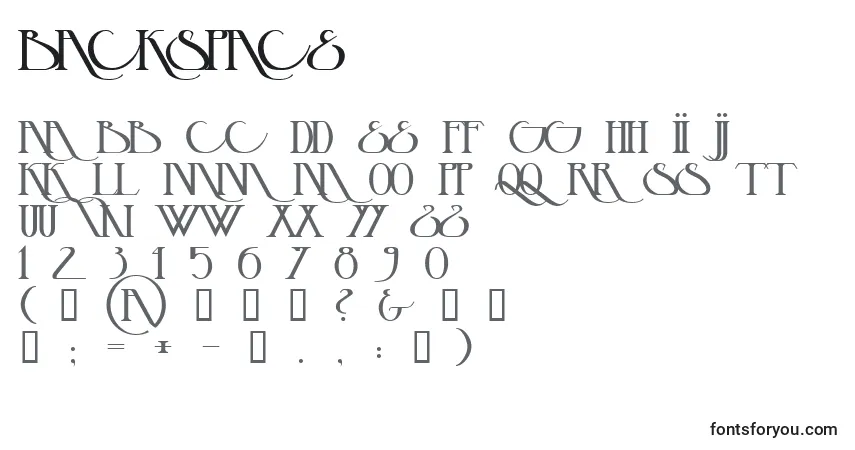 Schriftart Backspace – Alphabet, Zahlen, spezielle Symbole