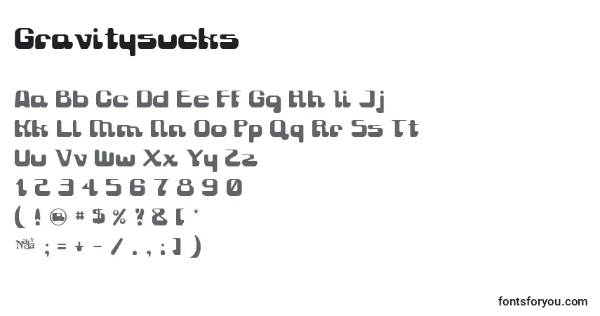 A fonte Gravitysucks – alfabeto, números, caracteres especiais