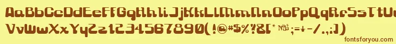 フォントGravitysucks – 茶色の文字が黄色の背景にあります。