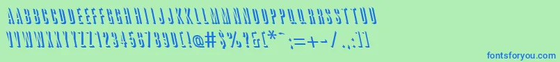 フォントGreatreliefbackslantRegular – 青い文字は緑の背景です。