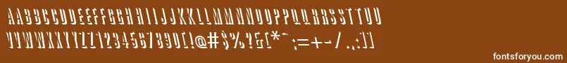 Czcionka GreatreliefbackslantRegular – białe czcionki na brązowym tle