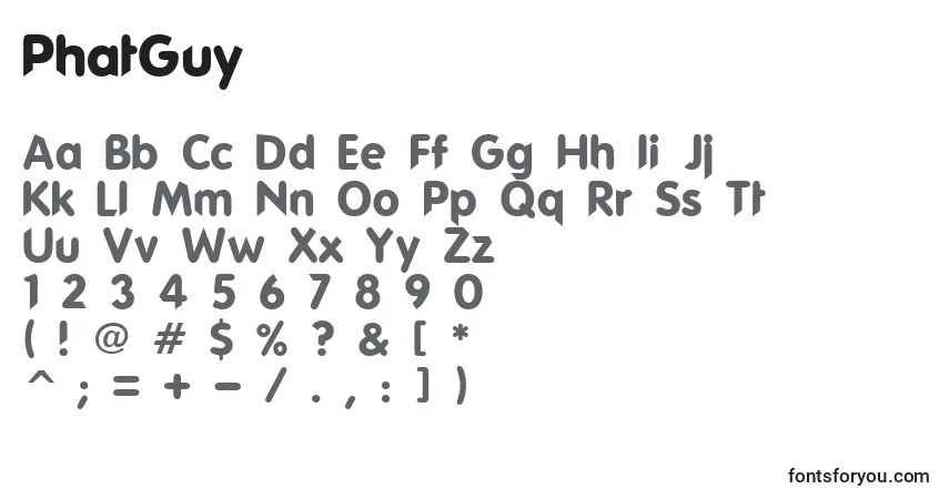 A fonte PhatGuy – alfabeto, números, caracteres especiais