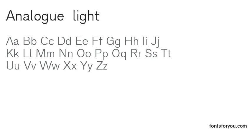 Schriftart Analogue45light (40845) – Alphabet, Zahlen, spezielle Symbole