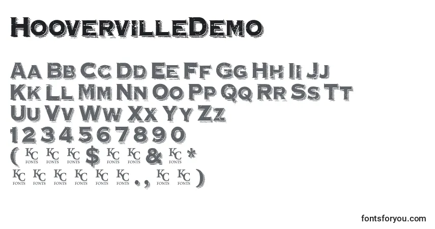 A fonte HoovervilleDemo – alfabeto, números, caracteres especiais