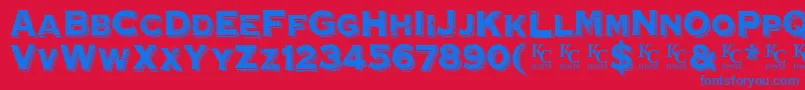 HoovervilleDemo Font – Blue Fonts on Red Background