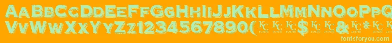 HoovervilleDemo-Schriftart – Grüne Schriften auf orangefarbenem Hintergrund